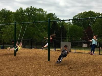Students on swings